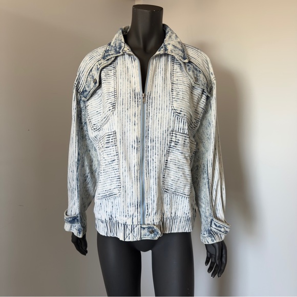 Jackets & Blazers - ☁️ VTG Acid Wash Zip Jacket – Size L, 100% Cotton | S.B.II by Bitterman